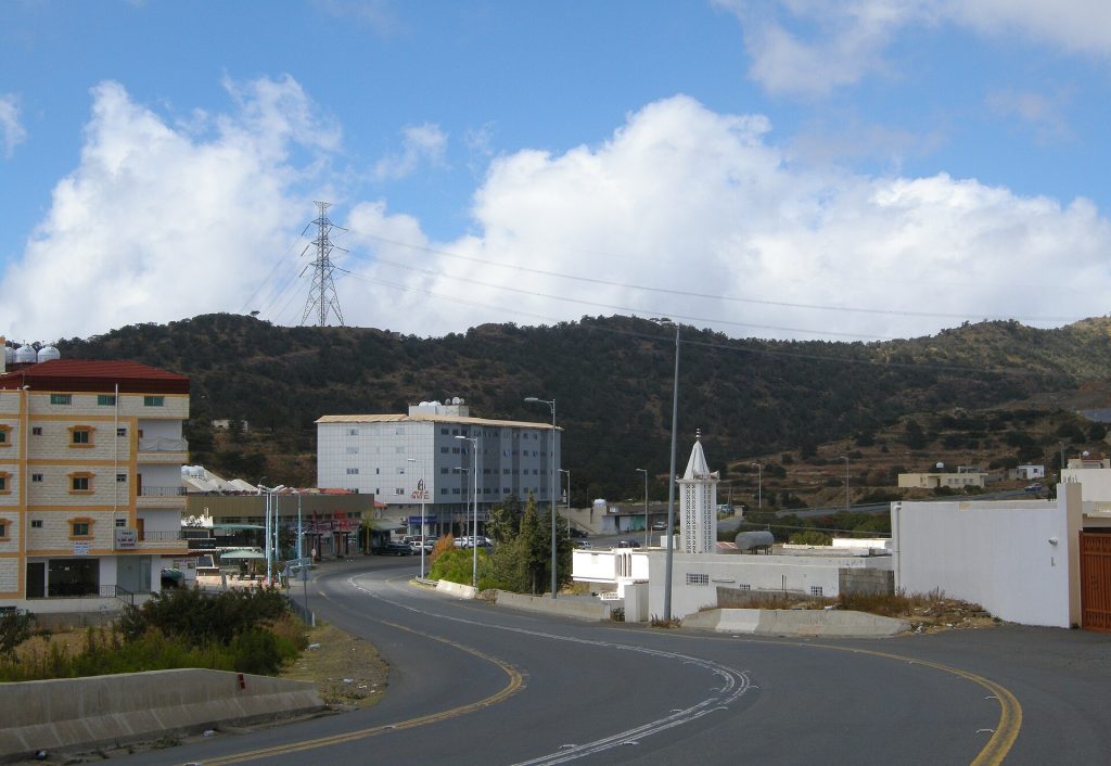 Abha, Saudi Arabia, photographed 9 November 2011 by Basheer Olakara. Licensed CC BY 2.0 via Wikimedia Commons. One of four cities Saudi officials said were hit on 8 September 2026; this is a city view, not a photo of the strikes.