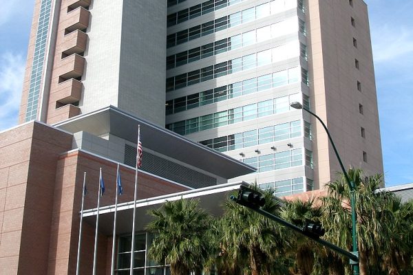 The Regional Justice Center in Las Vegas, where Duane Davis was convicted in the 1996 killing of Tupac Shakur. Photo: Coolcaesar / Wikimedia Commons, CC BY-SA 3.0.